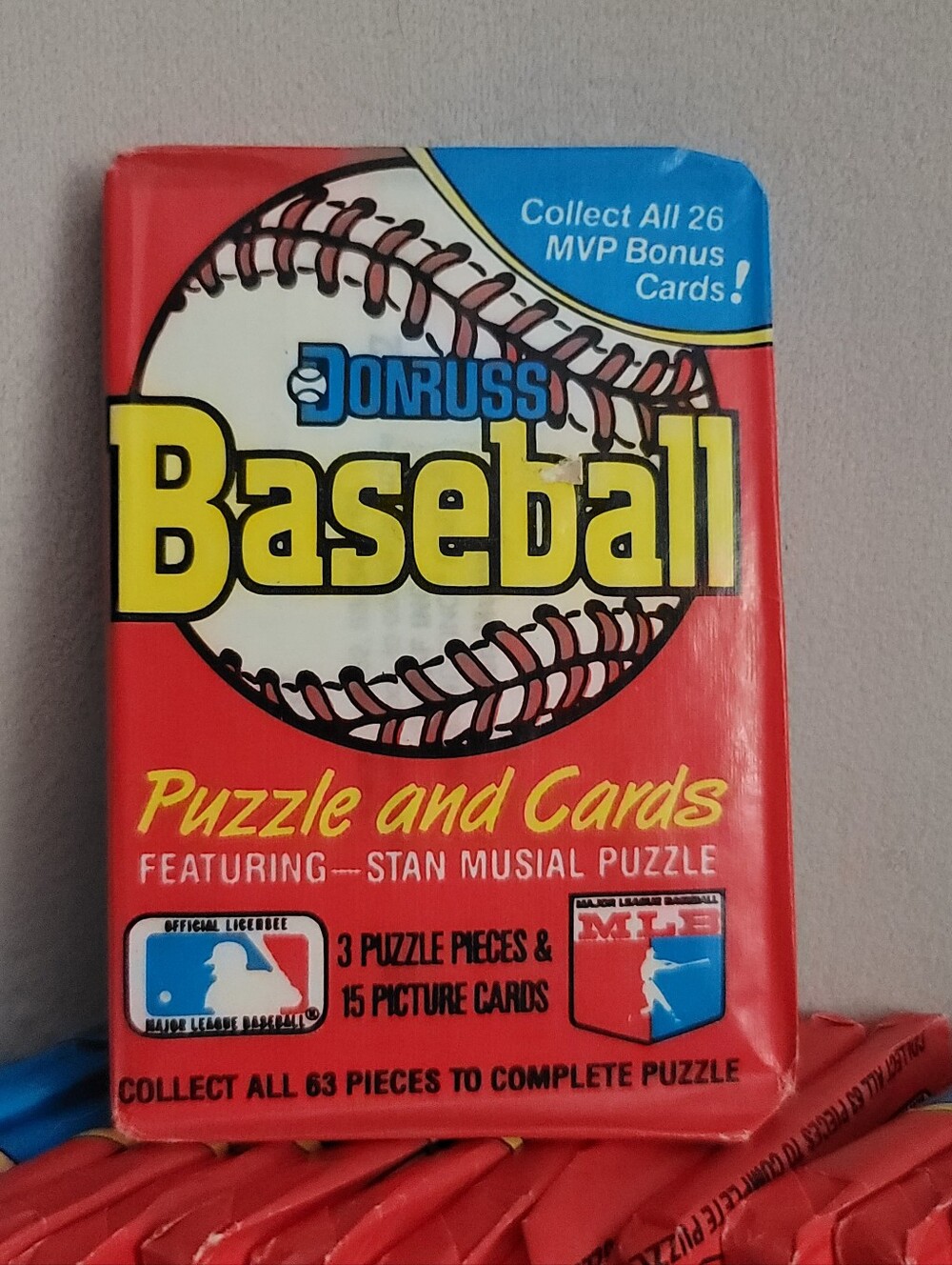NWOT. Donruss 1988 Baseball Puzzle and Cards by Russ - Red & Yellow. 20 Packs